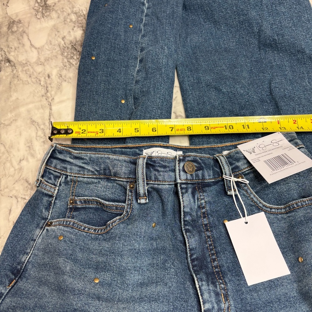 Jessica Simpson Zinnia Wide Leg Boyfriend Gold Studded denim jeans size 4 NWT - Picture 4 of 7